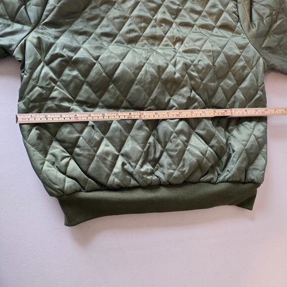 Eilly Bazar Quilted Bomber Jacket Women's L Green Zip Up NWOT - Picture 12 of 16